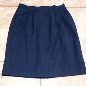 Karen Scott Dual Pleated  Navy Skirt Size 14